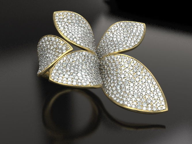 Flower pave ring  3D print model