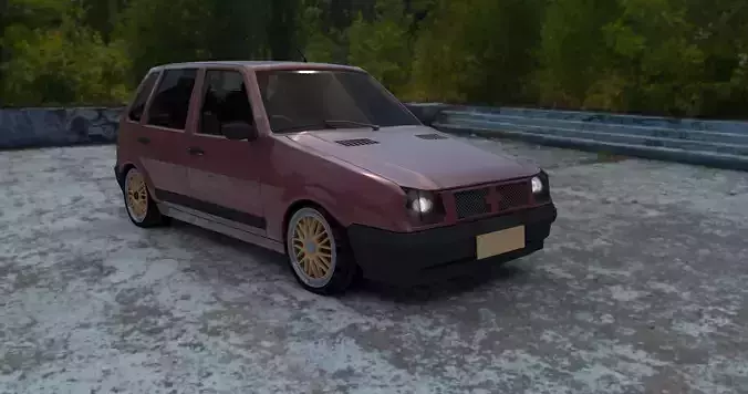 Hatchback with pbr shader and scene