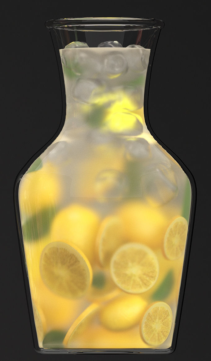 Beverages Collection drink with grapefruit slices and straw 3D model_8
