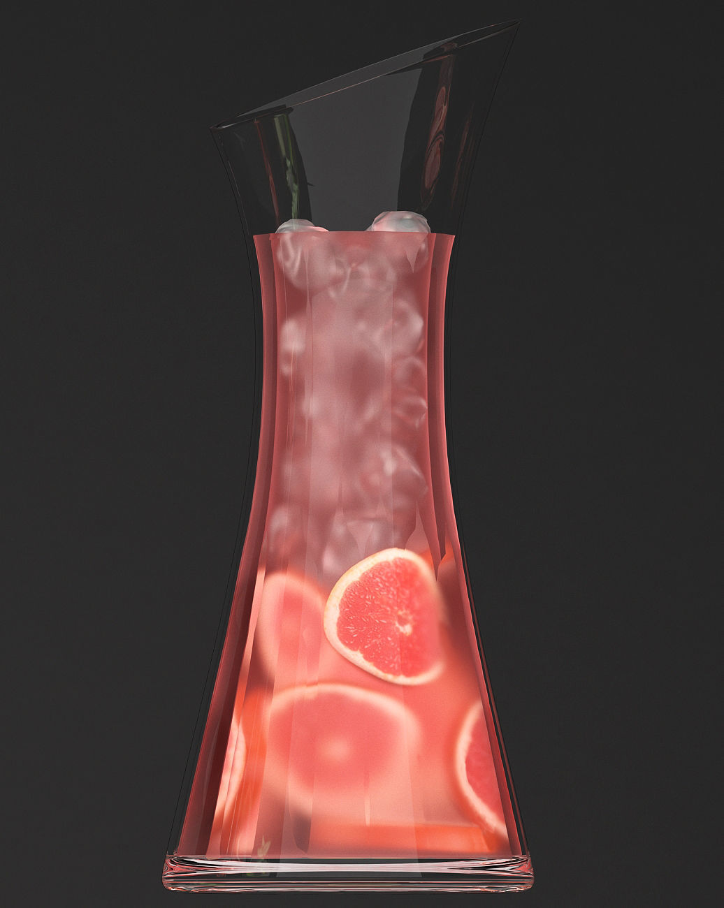 Beverages Collection drink with grapefruit slices and straw 3D model_9