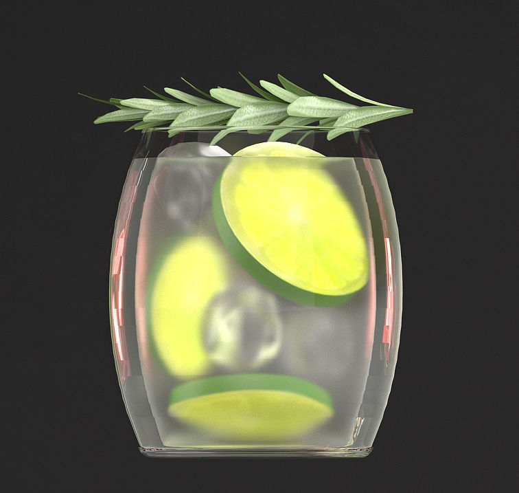Beverages Collection drink with grapefruit slices and straw 3D model_6