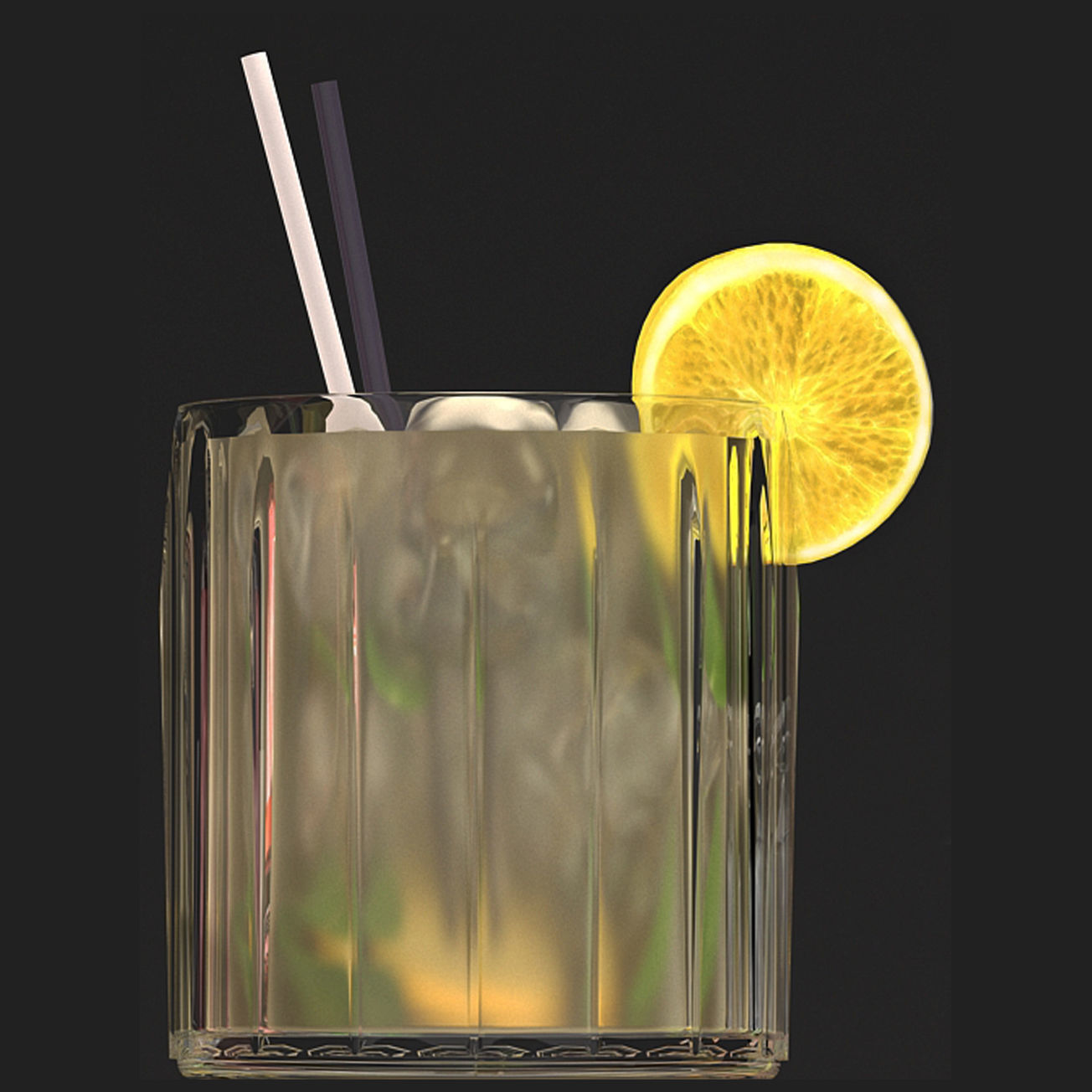 Beverages Collection drink with grapefruit slices and straw 3D model_7