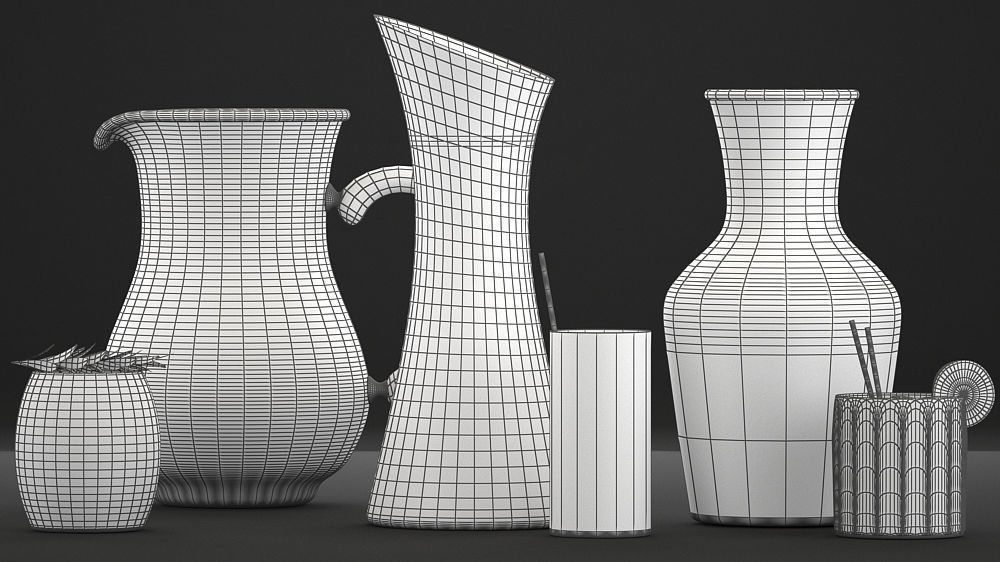 Beverages Collection drink with grapefruit slices and straw 3D model_10