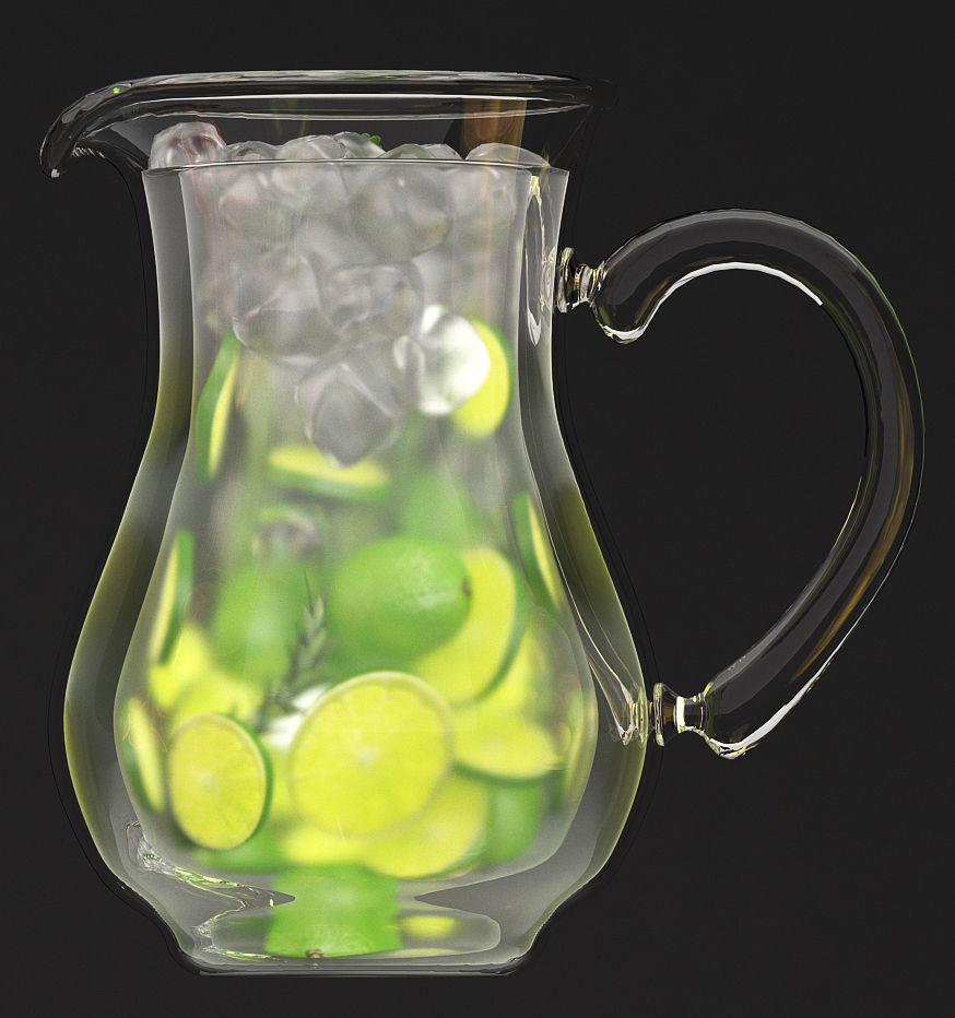 Beverages Collection drink with grapefruit slices and straw 3D model_11