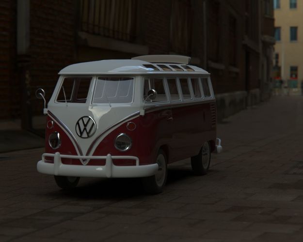 Wlksvagen Samba T1 Hippie Low-poly 3D model