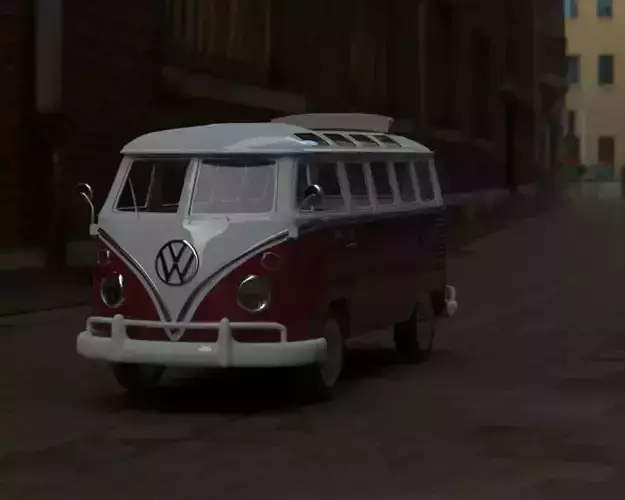 Wlksvagen Samba T1 Hippie Low-poly 3D model