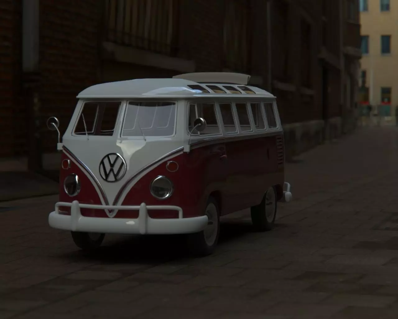 Wlksvagen Samba T1 Hippie Low-poly 3D model_0