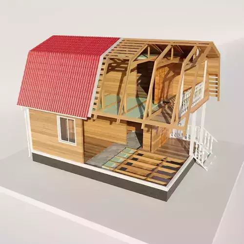 disassembled-house wooden house with roof