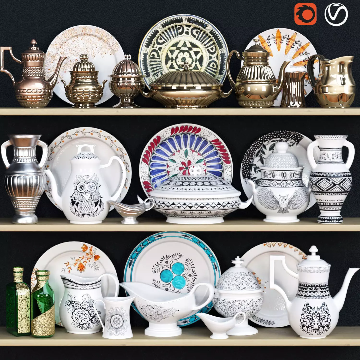 a rack with utensils 3D model_0