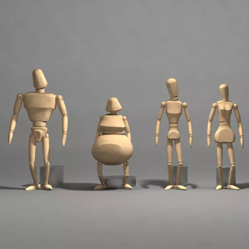 motion capture wooden character Low-poly 3D model