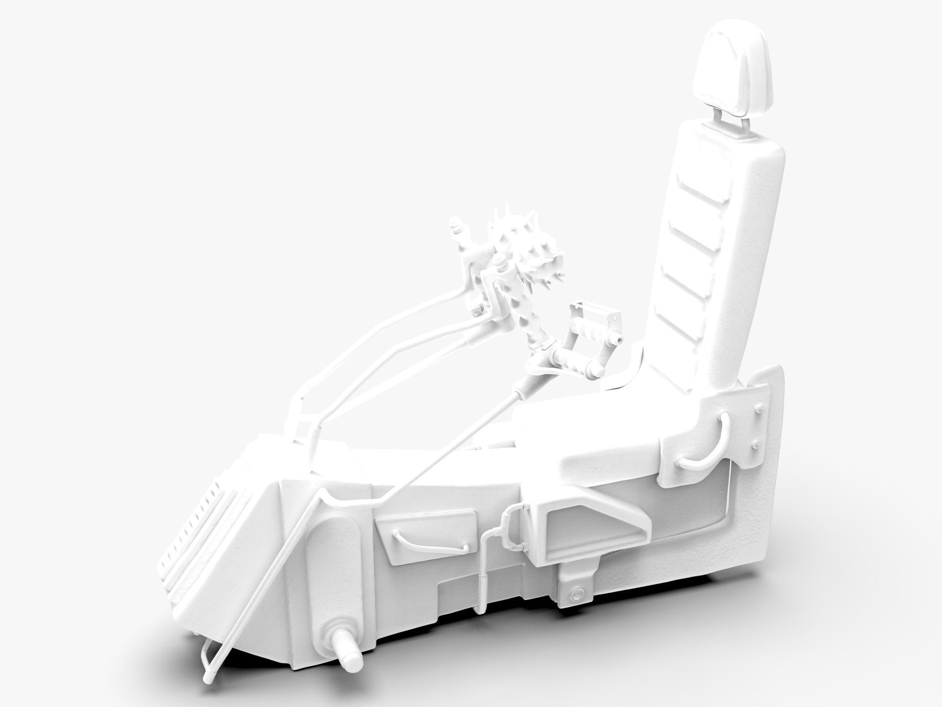 Sci-fi game cockpit seat 3D model_10