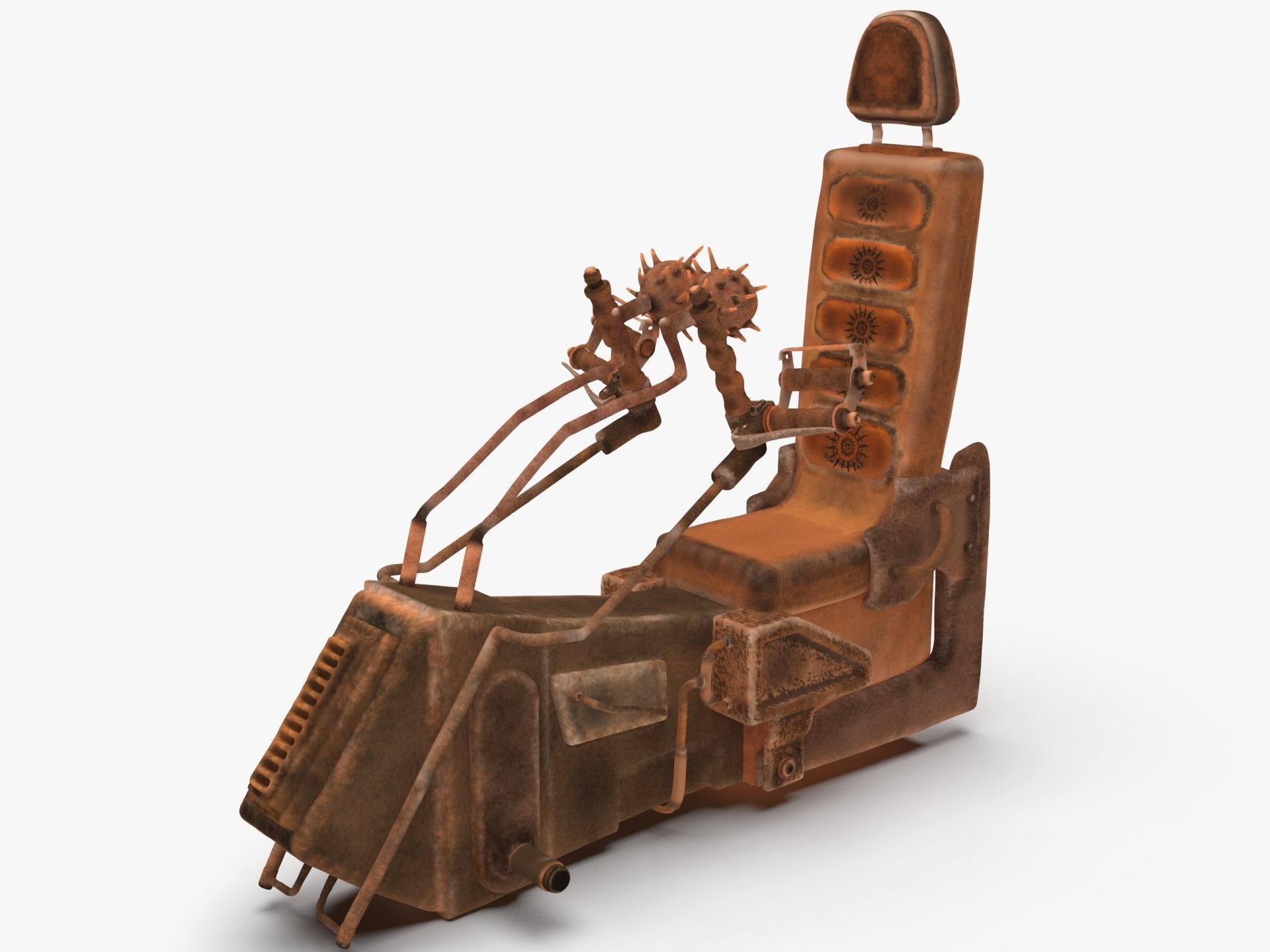 Sci-fi game cockpit seat 3D model_7