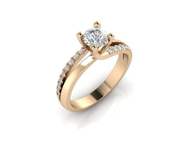 Ring 5 rose gold diamond engagement 3D print model