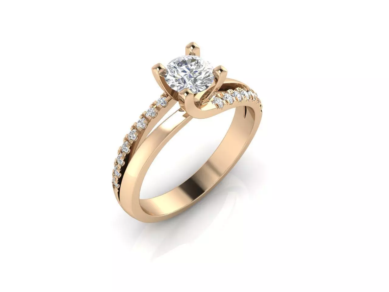 Ring 5 rose gold diamond engagement 3D print model