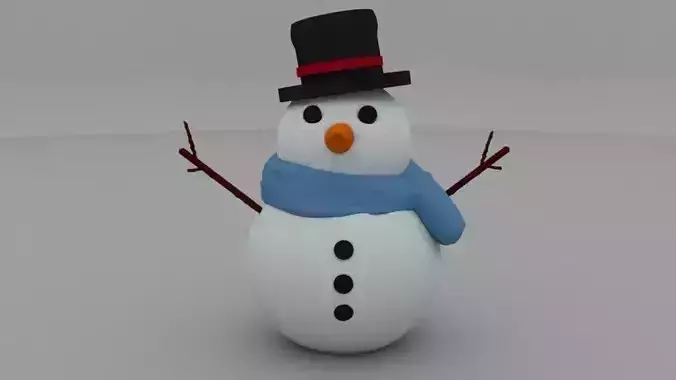 Snowman wearing hat and scarf