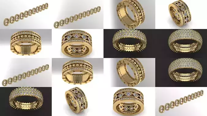 wedding rings series with all lengths 3D Model Collection