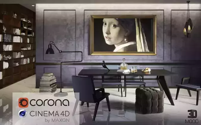 Blue Living 3DMOOD in cinema 4D and Corona ready to render