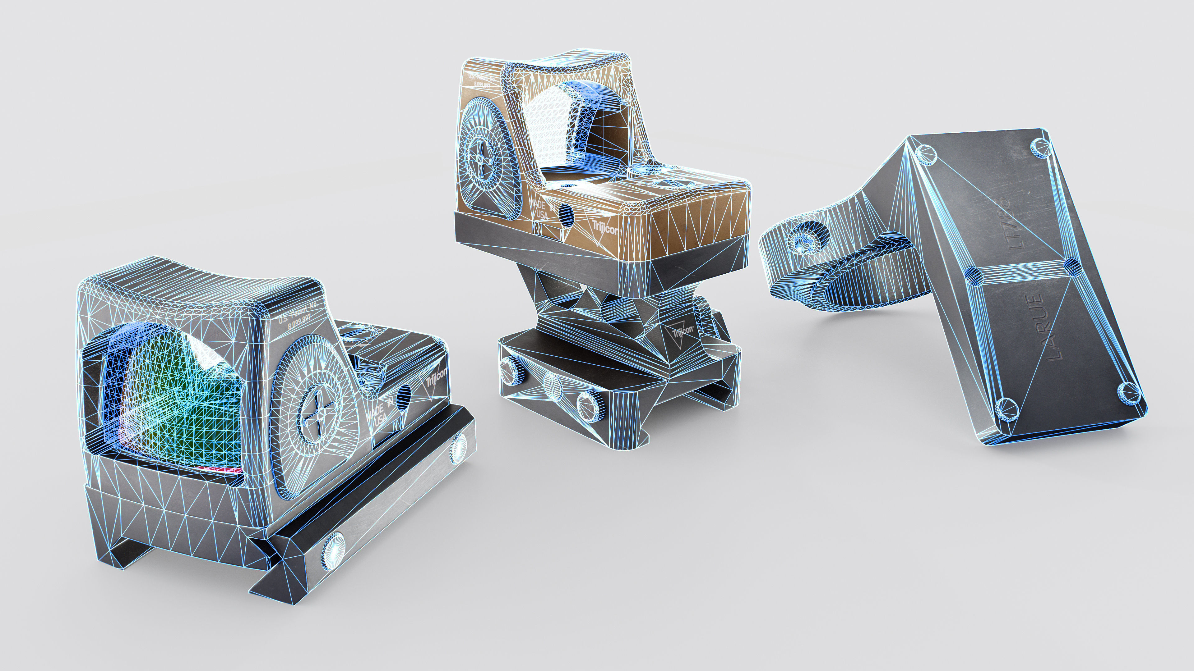 Trijicon RMR Miniature Reflex Sight Low-poly 3D model_2