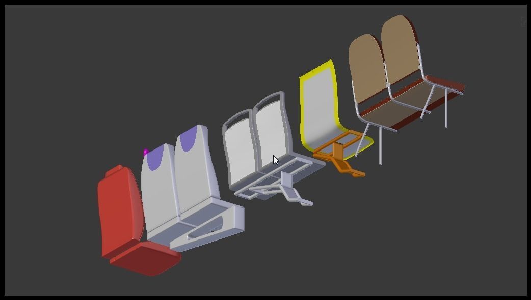 Passenger seats 3D model_9