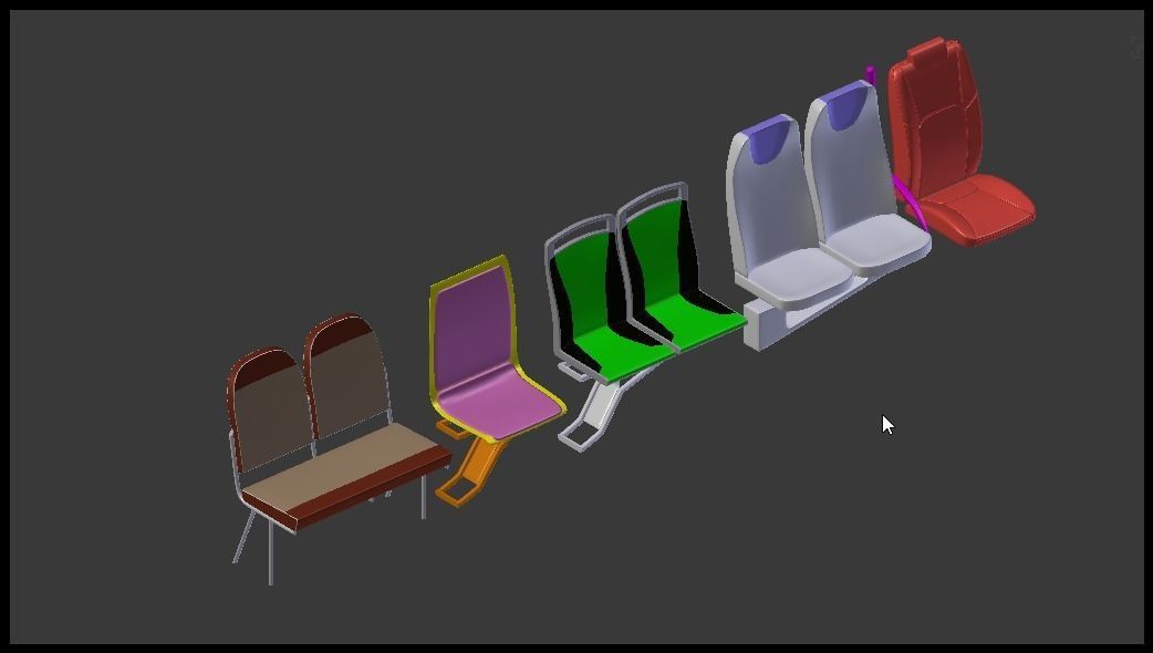 Passenger seats 3D model_8