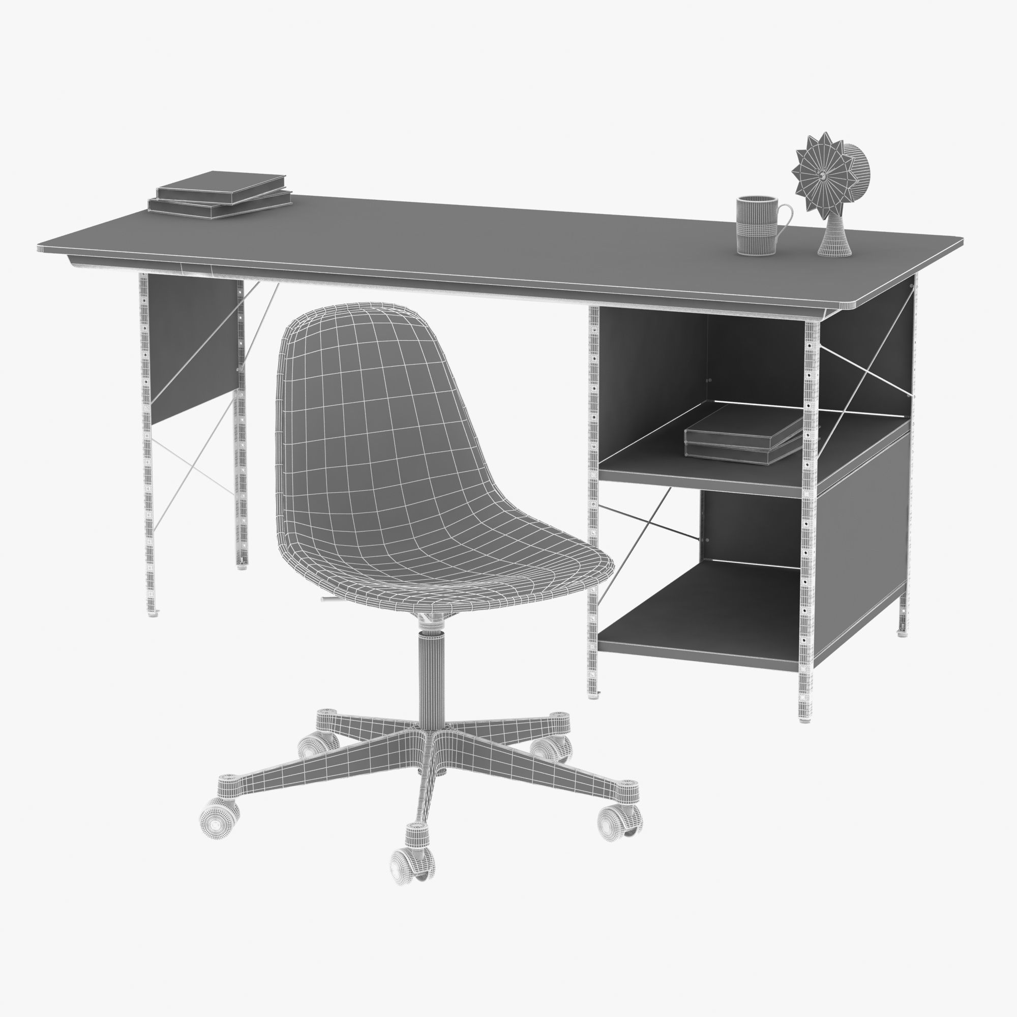 Vitra Eames plastic chair and edu desk unit 3D model_10