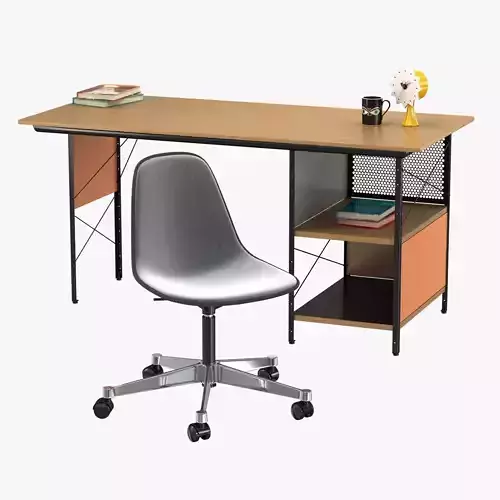 Vitra Eames plastic chair and edu desk unit 3D model