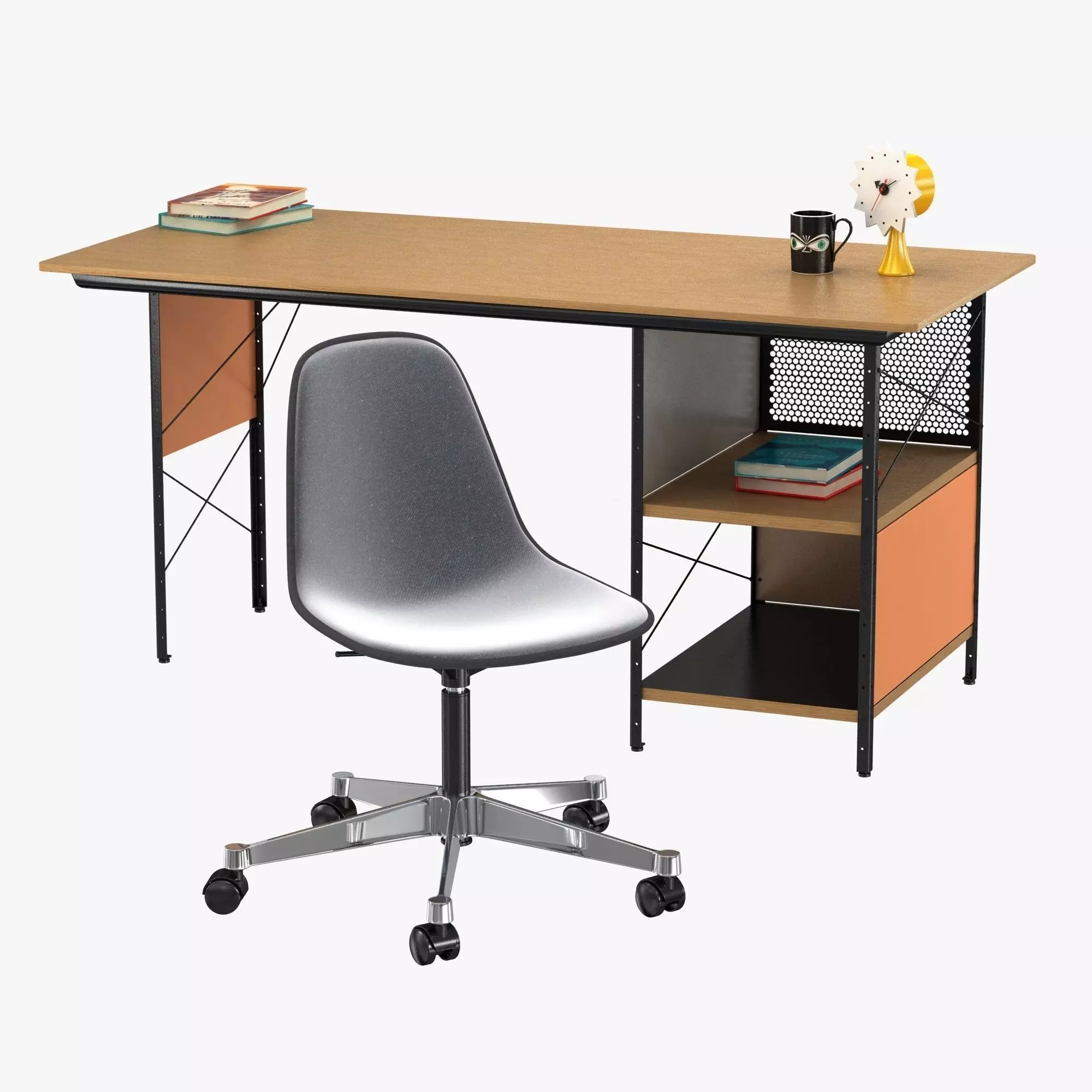 Vitra Eames plastic chair and edu desk unit 3D model_0