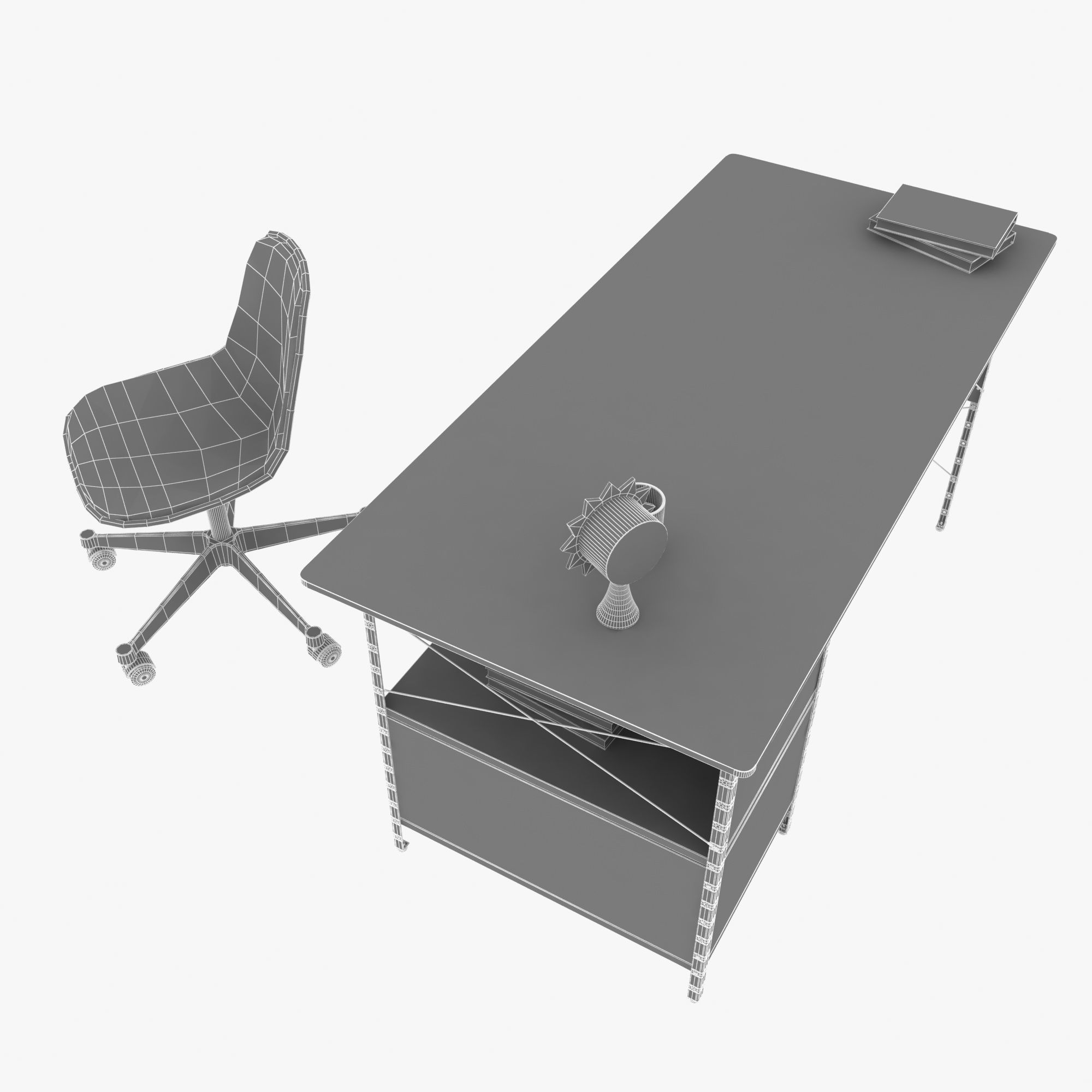 Vitra Eames plastic chair and edu desk unit 3D model_9