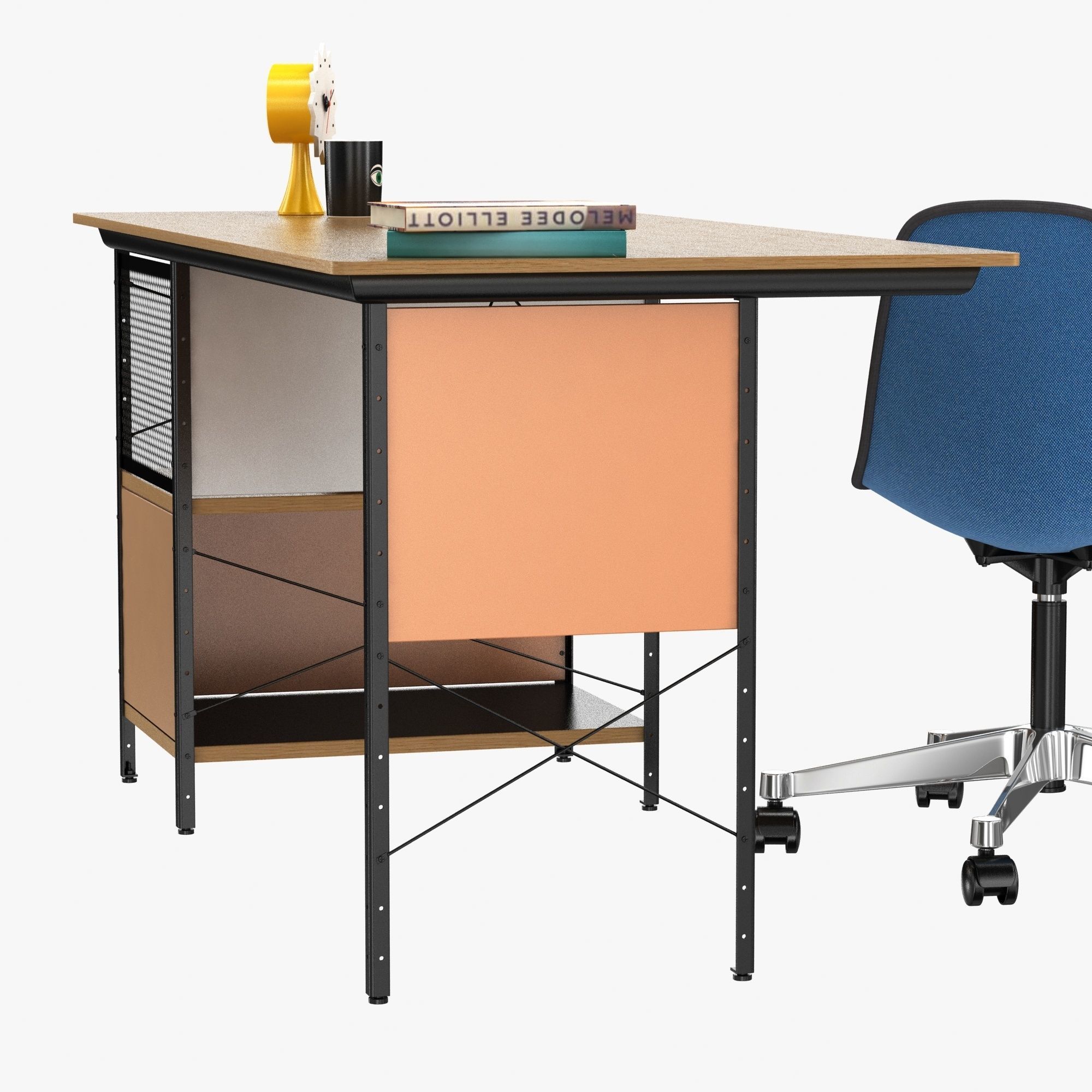 Vitra Eames plastic chair and edu desk unit 3D model_2