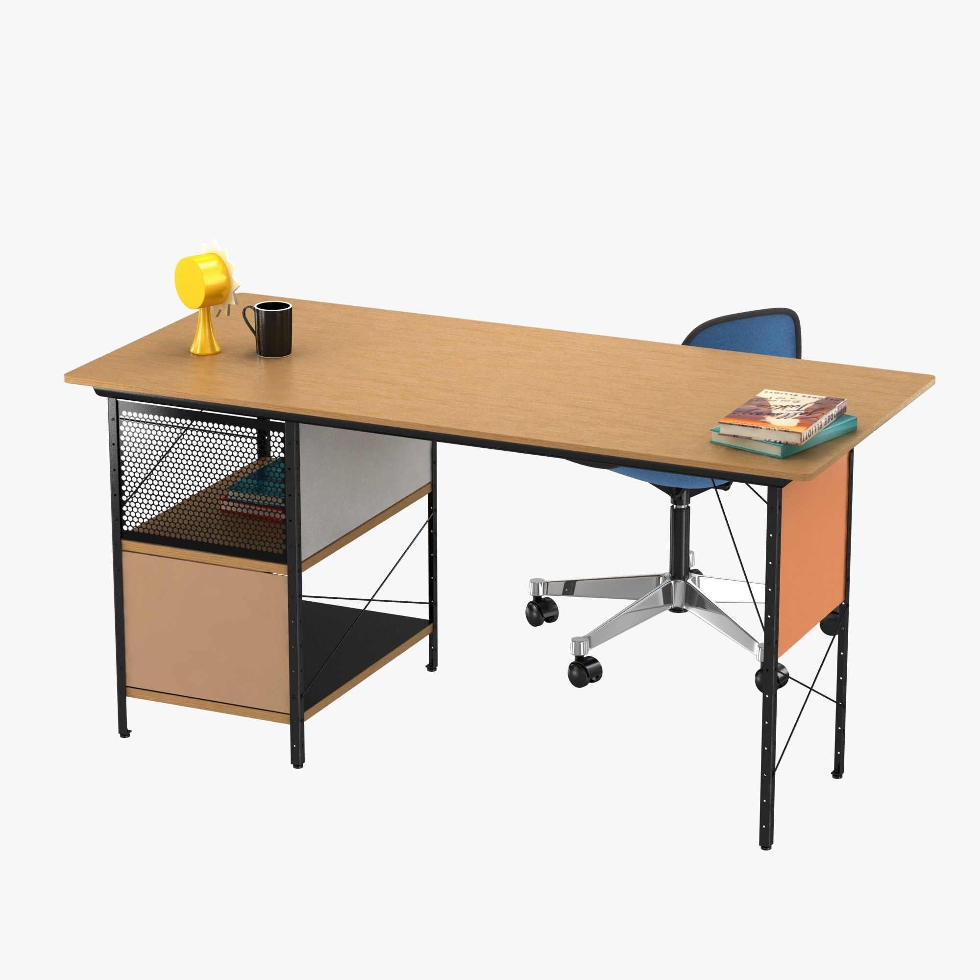 Vitra Eames plastic chair and edu desk unit 3D model_3