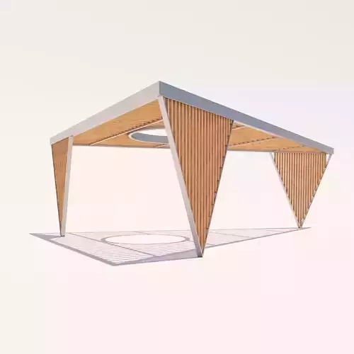 Shade triangular structure made of wood 3D model