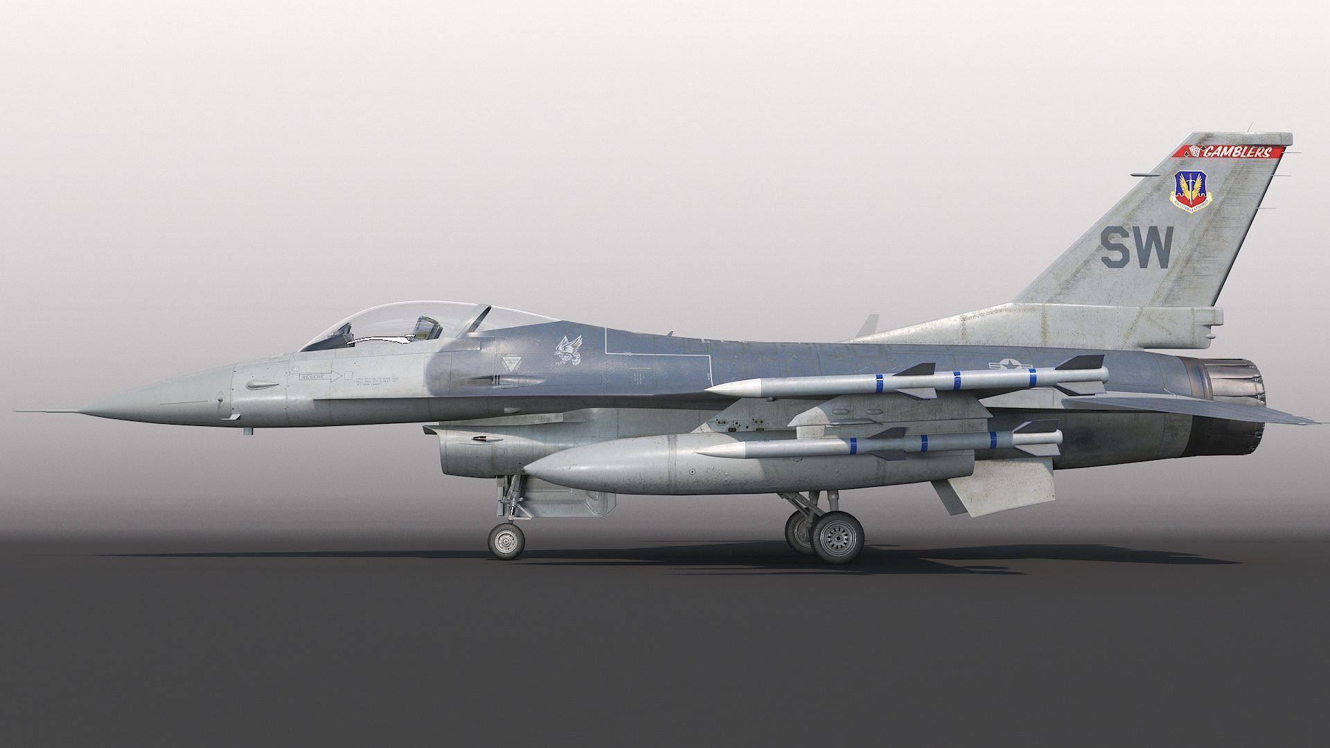 General Dynamics F-16 Fighting Falcon rigged 3D model_2