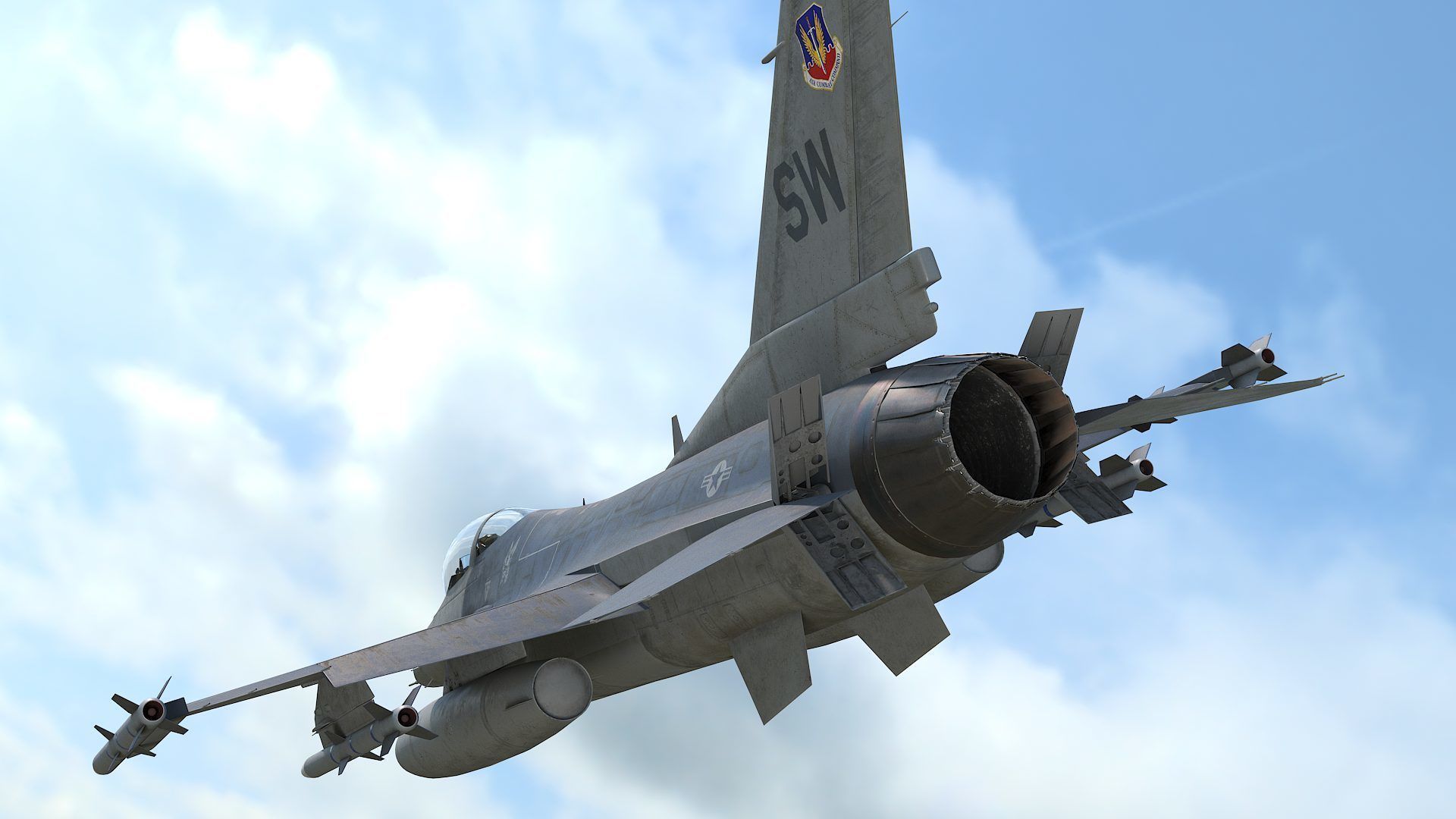 General Dynamics F-16 Fighting Falcon rigged 3D model_17