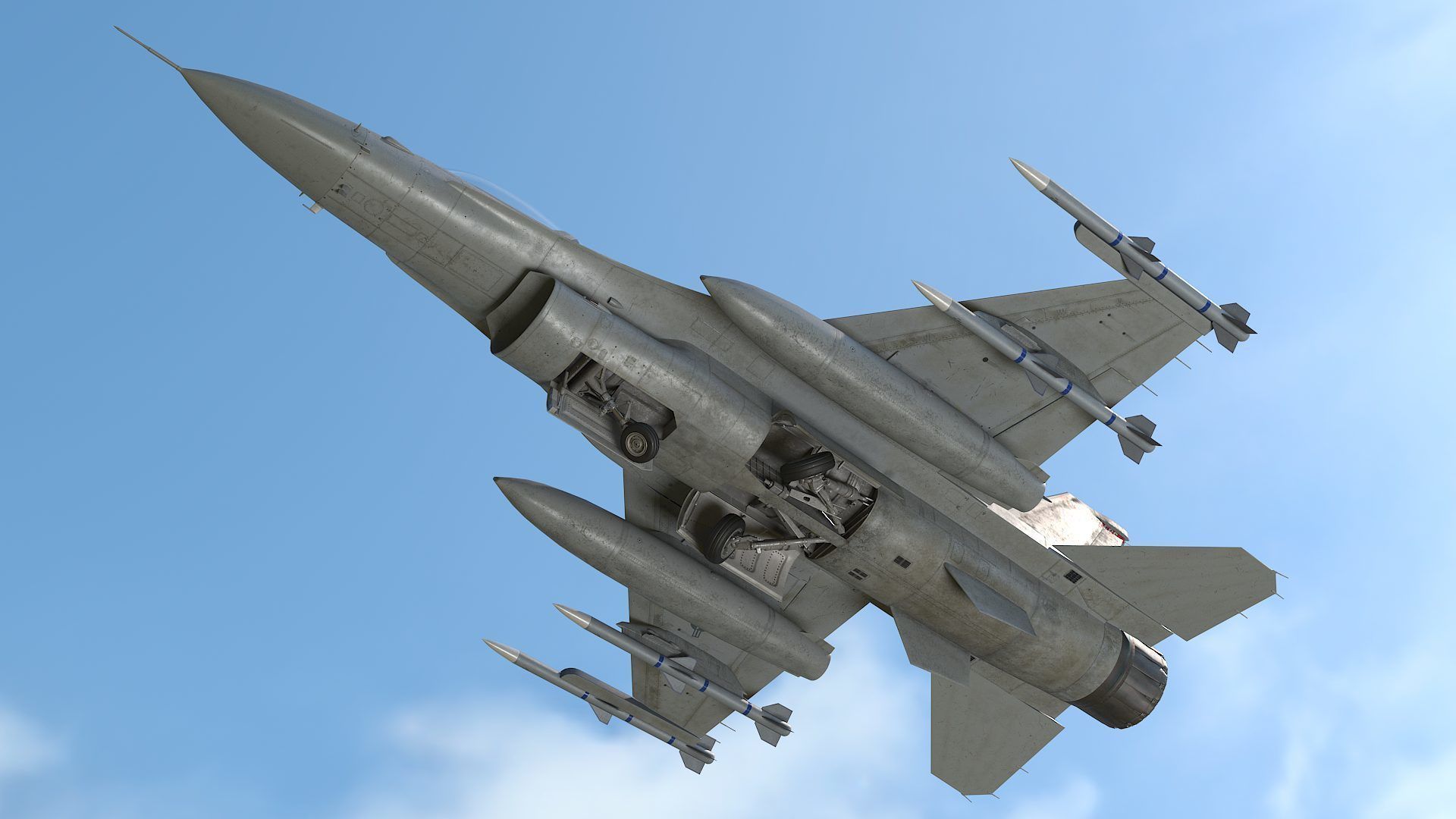 General Dynamics F-16 Fighting Falcon rigged 3D model_14