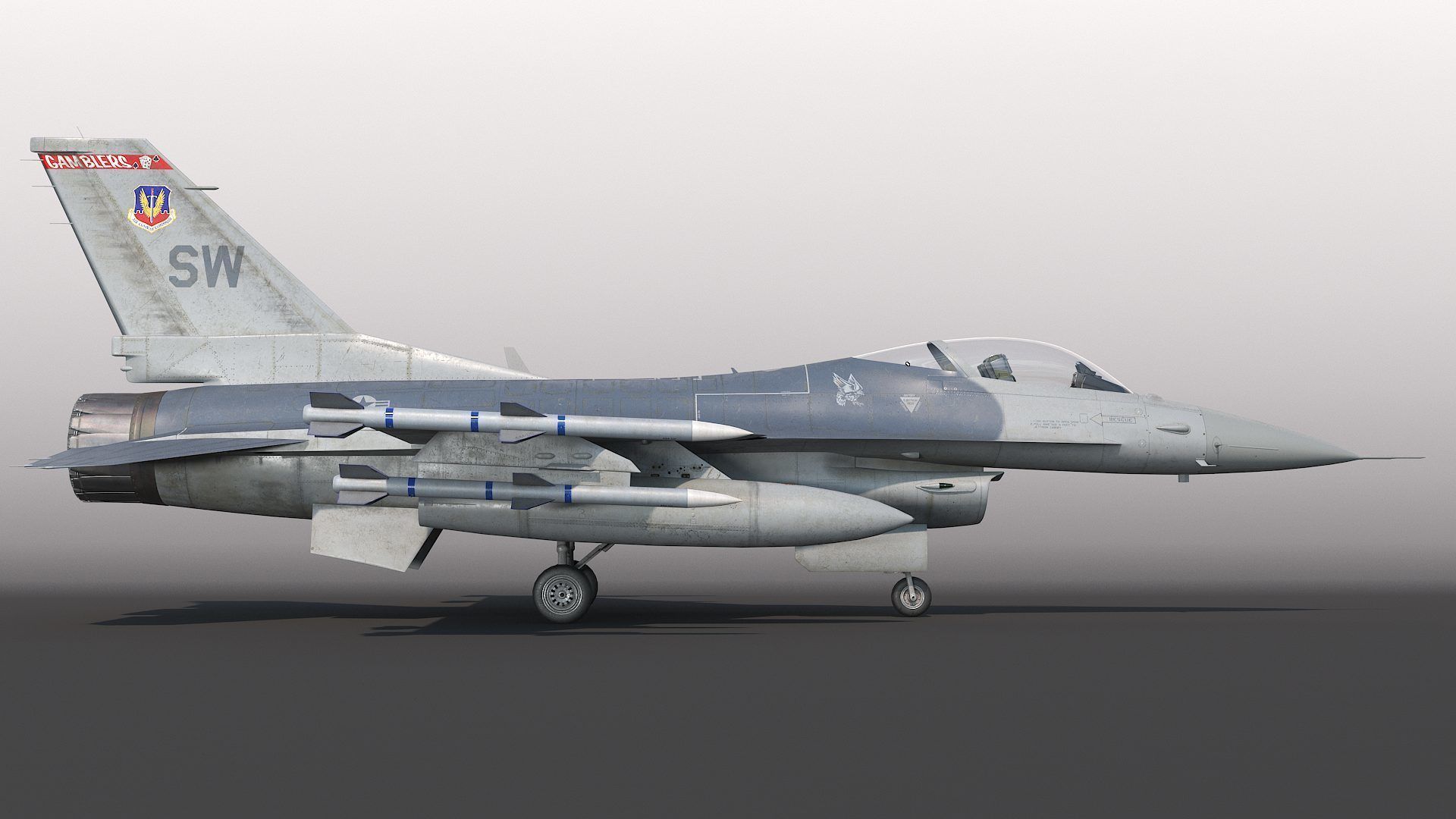 General Dynamics F-16 Fighting Falcon rigged 3D model_3