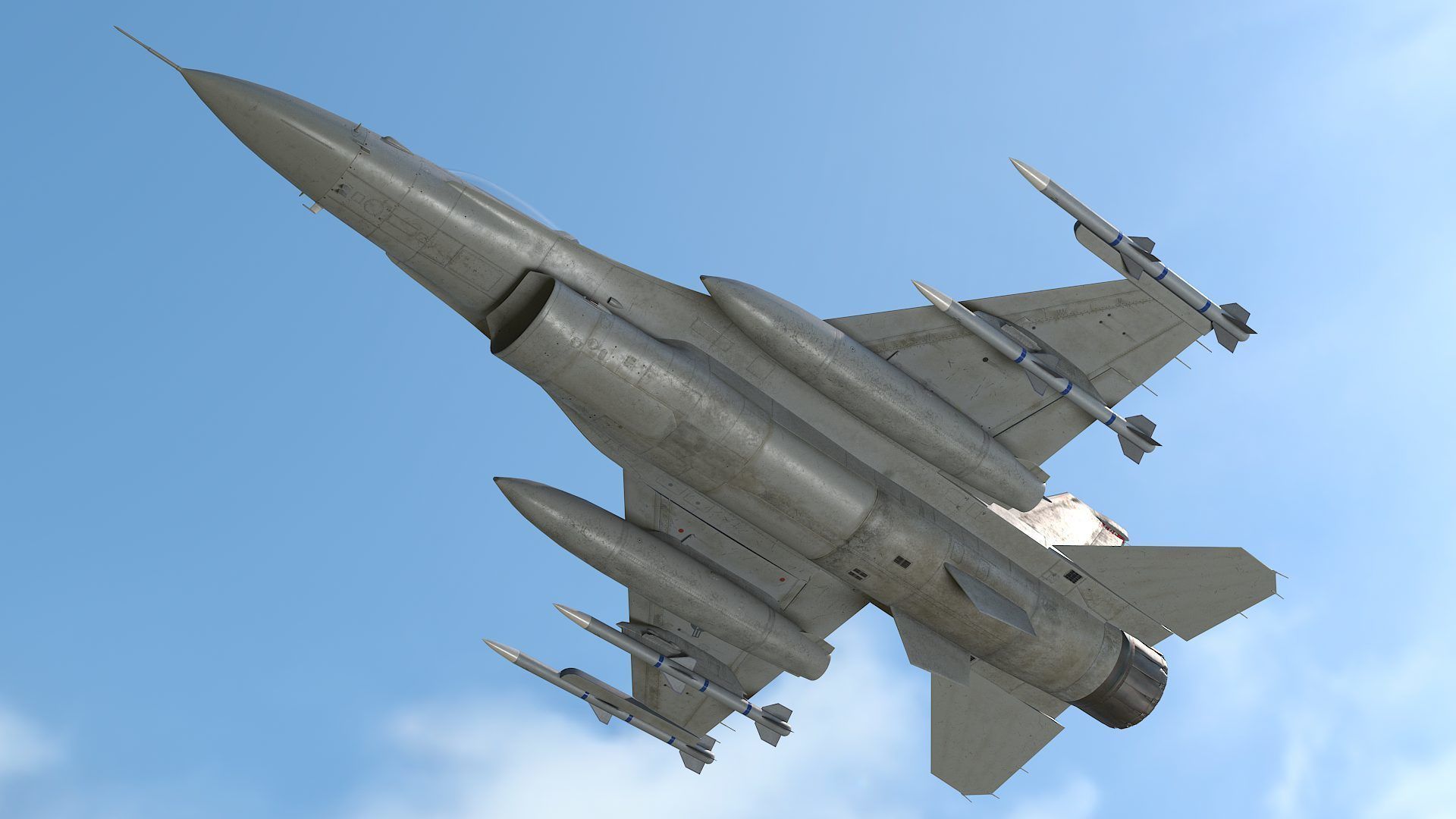 General Dynamics F-16 Fighting Falcon rigged 3D model_15