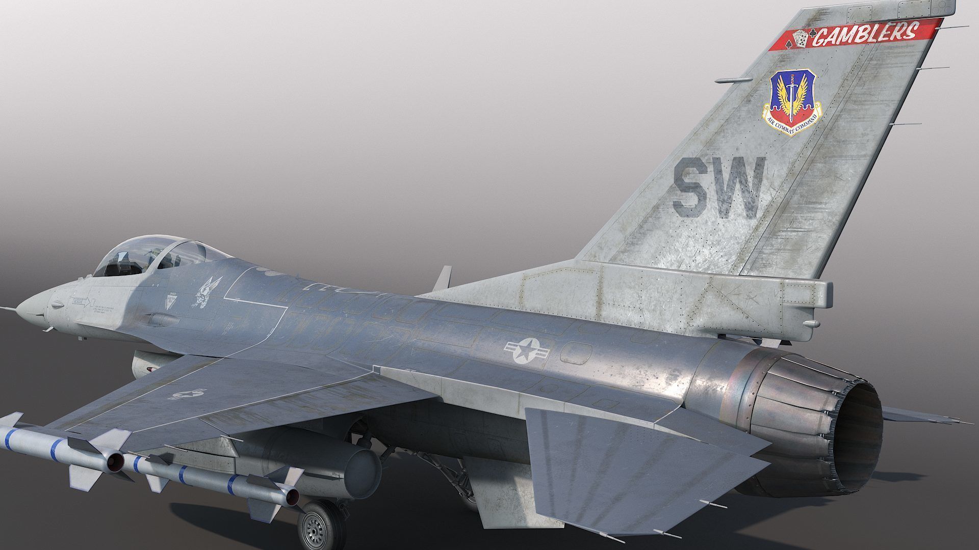 General Dynamics F-16 Fighting Falcon rigged 3D model_6