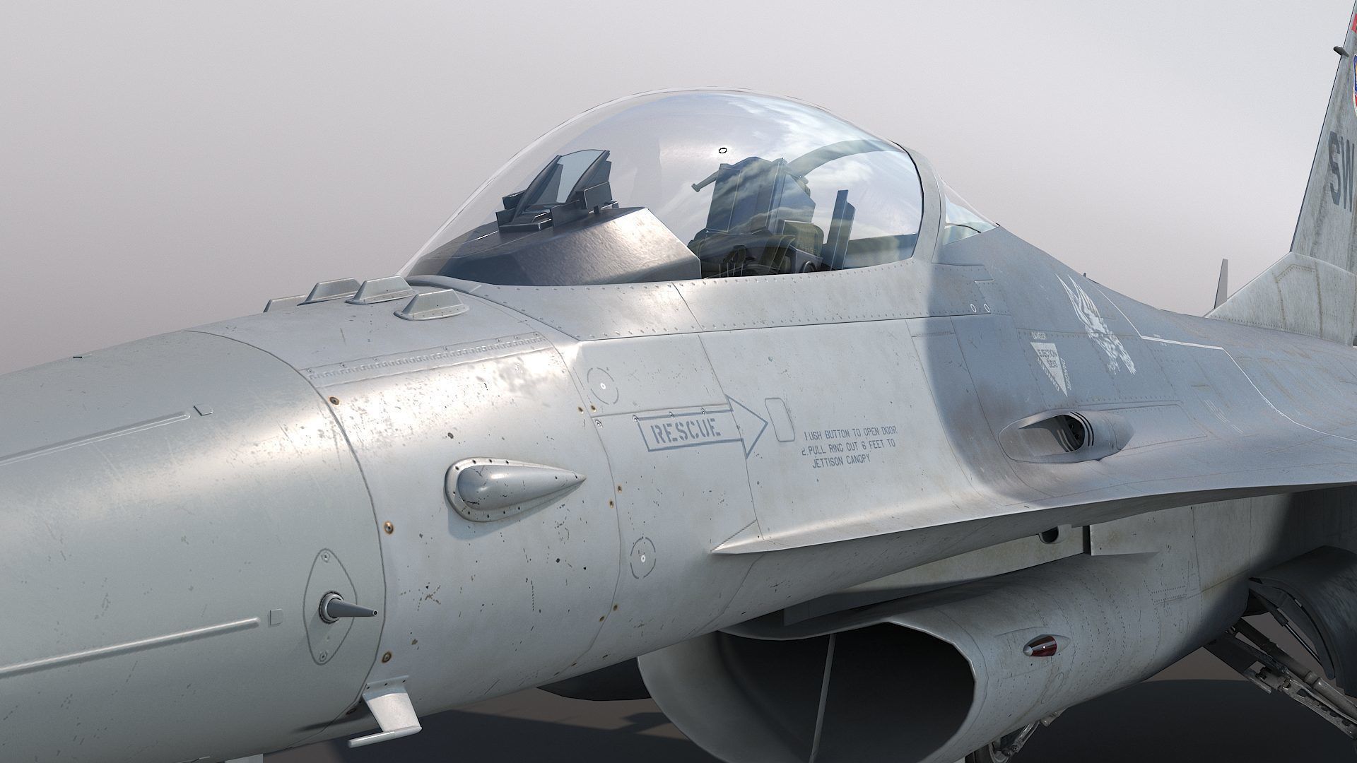 General Dynamics F-16 Fighting Falcon rigged 3D model_7