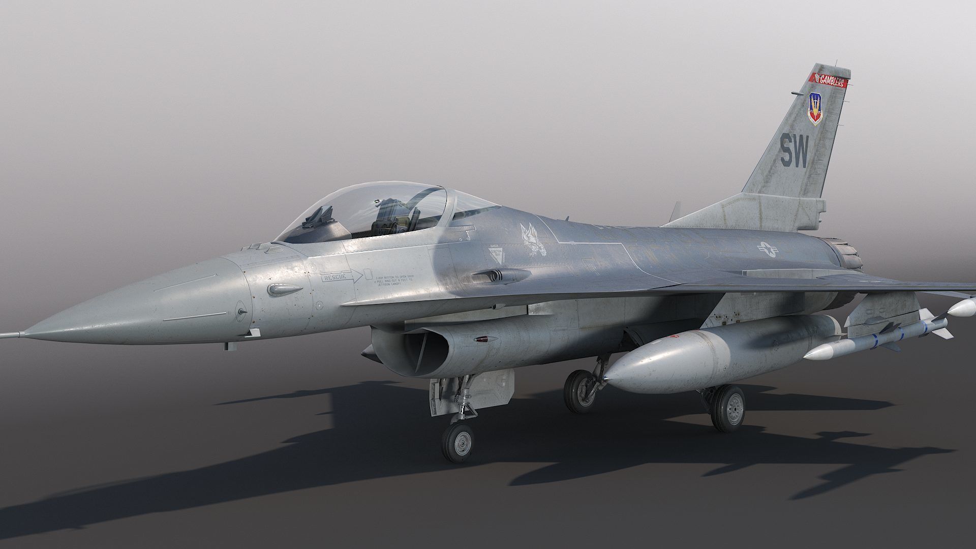 General Dynamics F-16 Fighting Falcon rigged 3D model_1