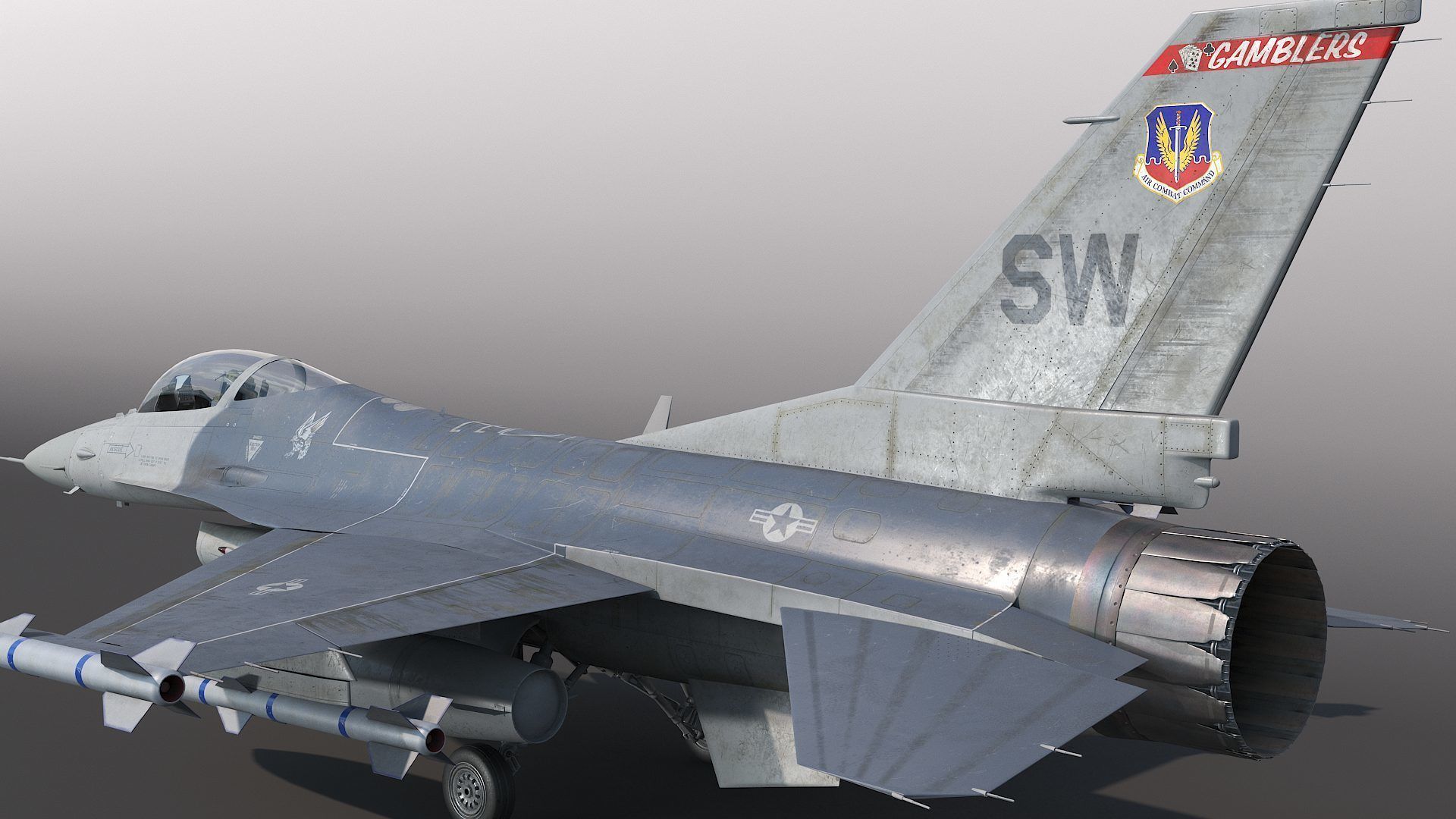 General Dynamics F-16 Fighting Falcon rigged 3D model_5