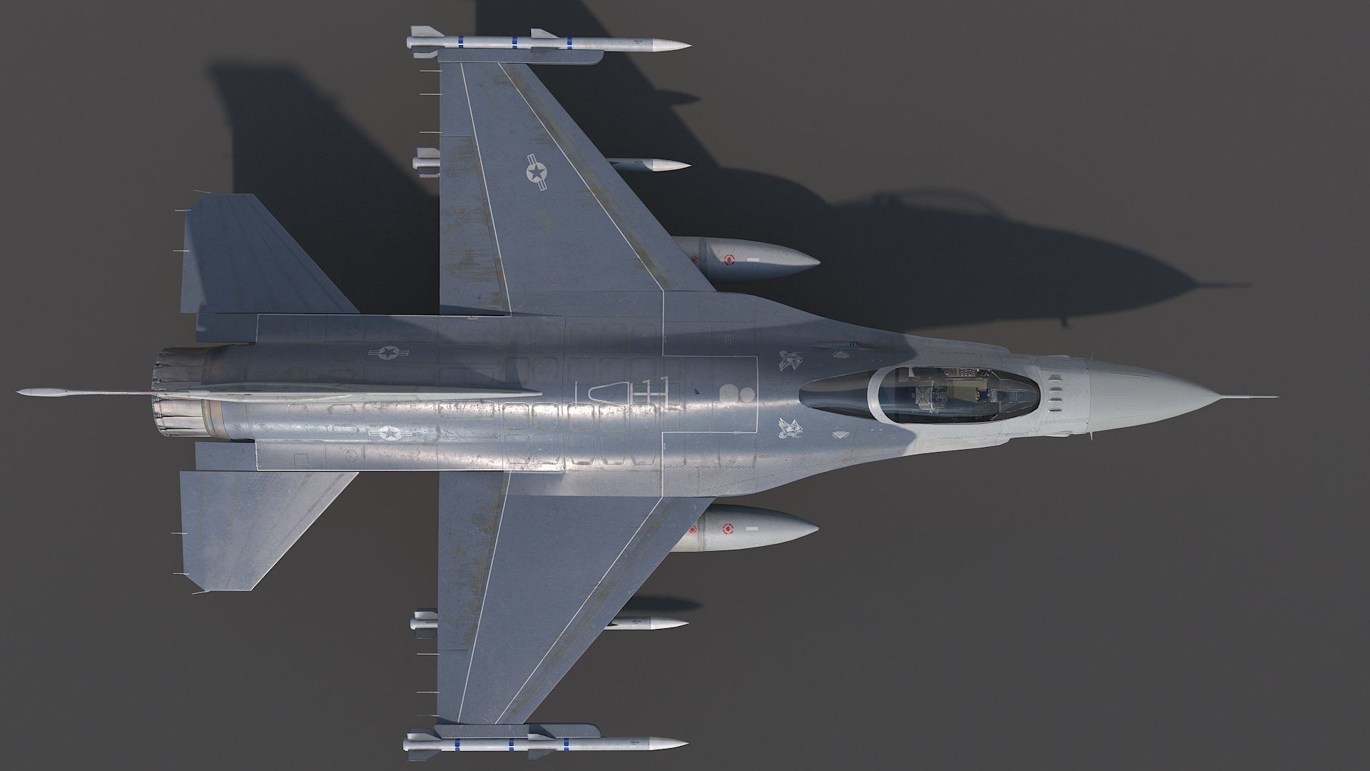 General Dynamics F-16 Fighting Falcon rigged 3D model_4