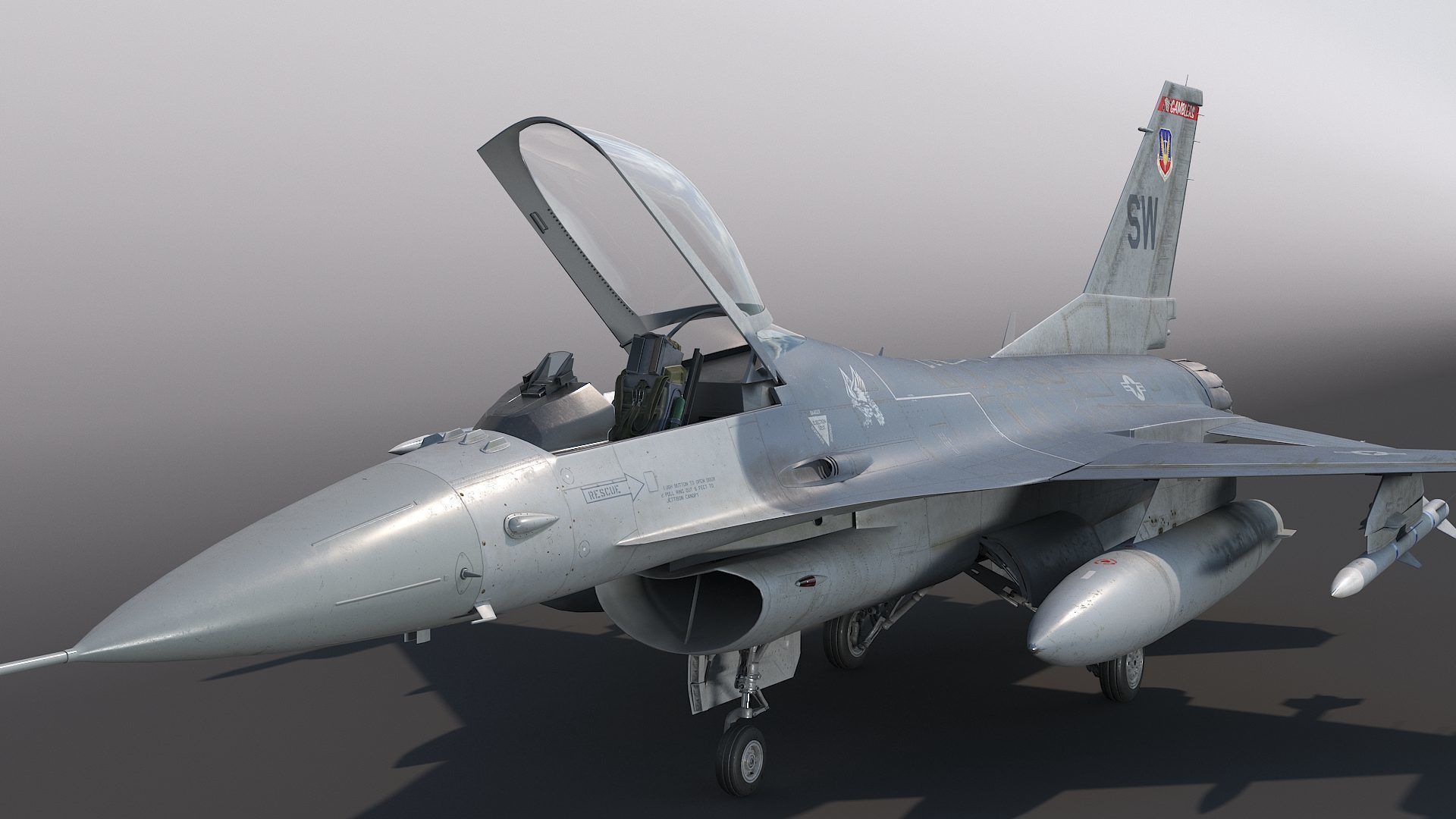 General Dynamics F-16 Fighting Falcon rigged 3D model_8