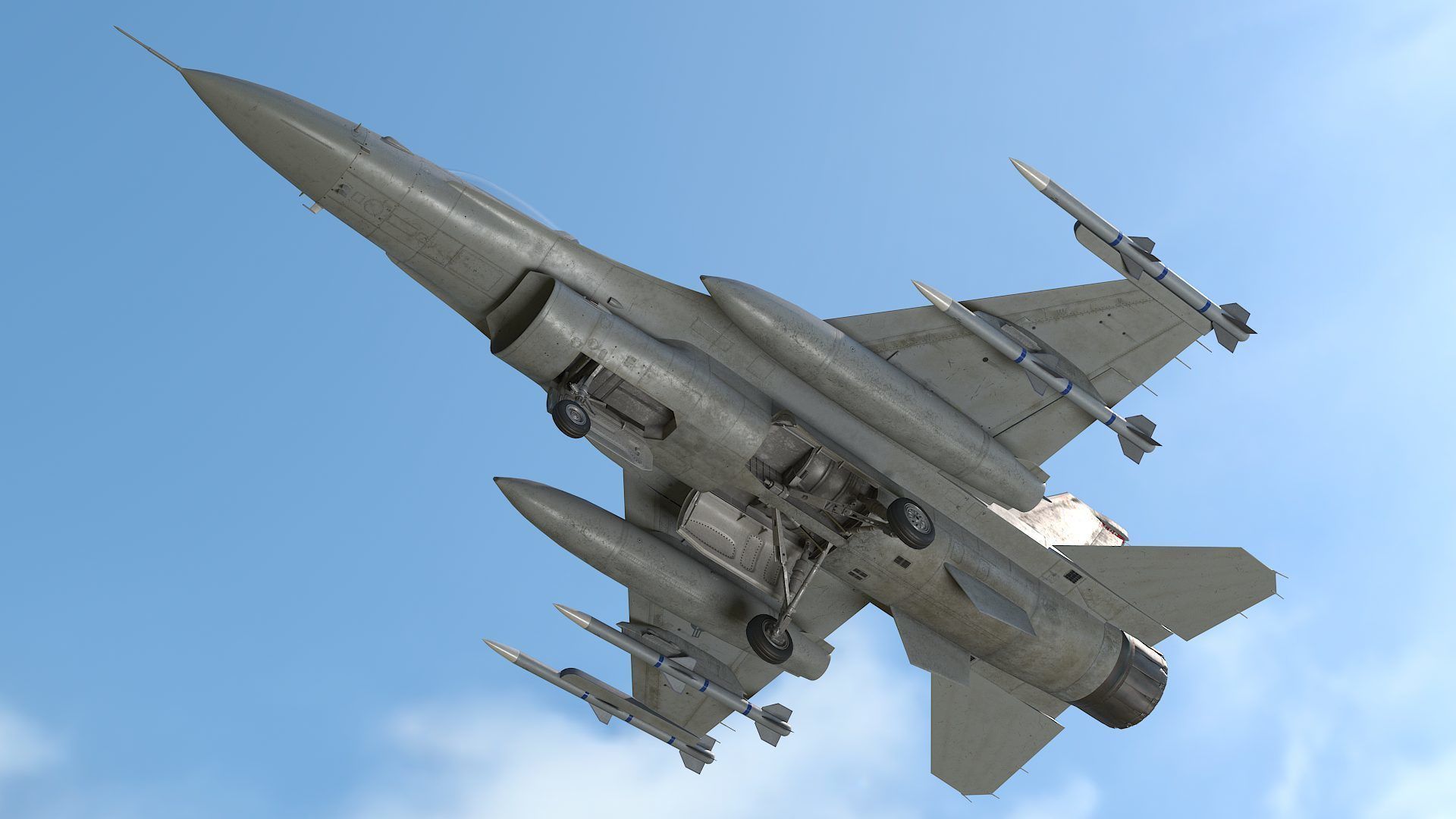 General Dynamics F-16 Fighting Falcon rigged 3D model_13