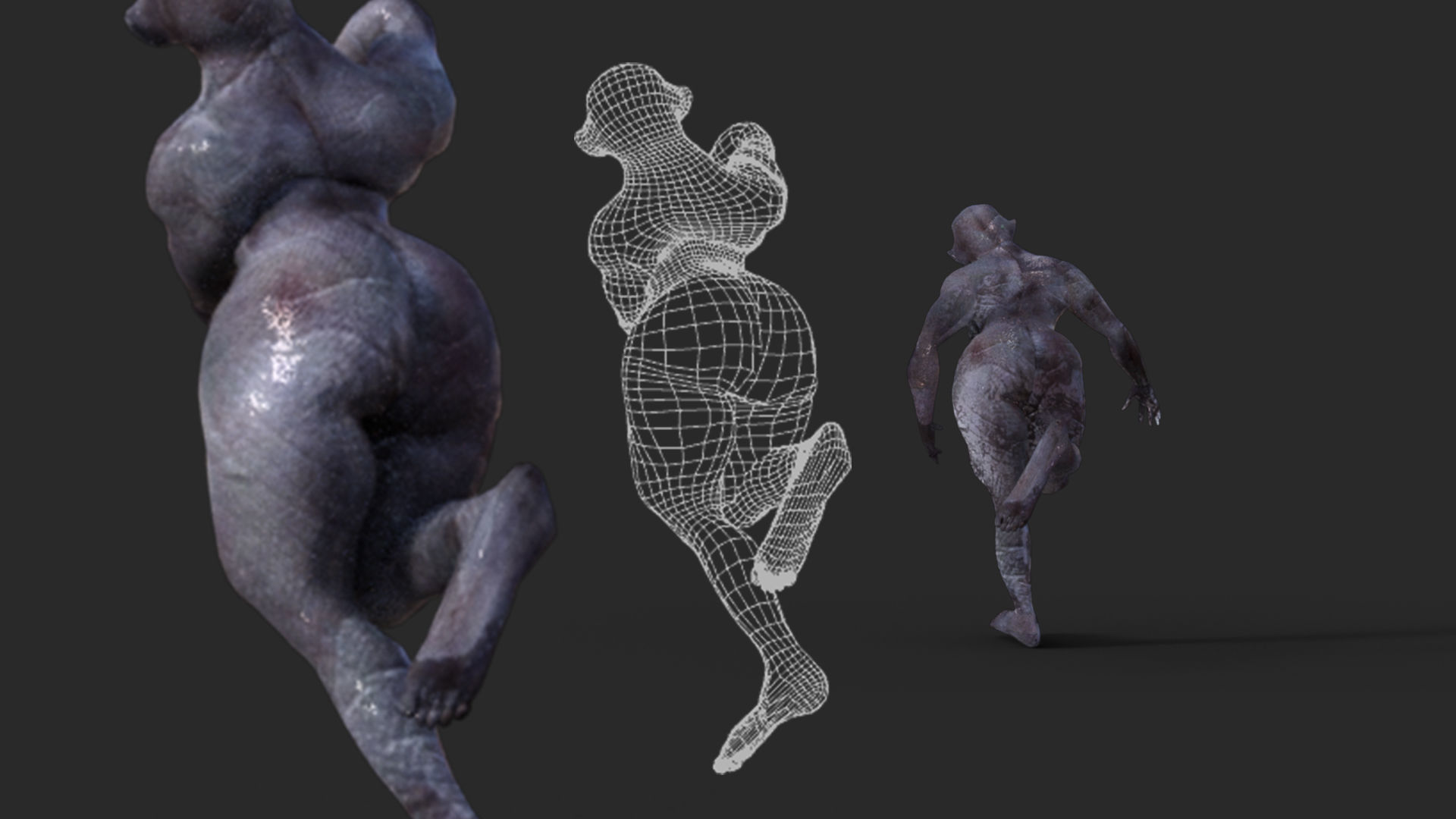 Spooky Criture rigged with different versions Low-poly 3D model_1