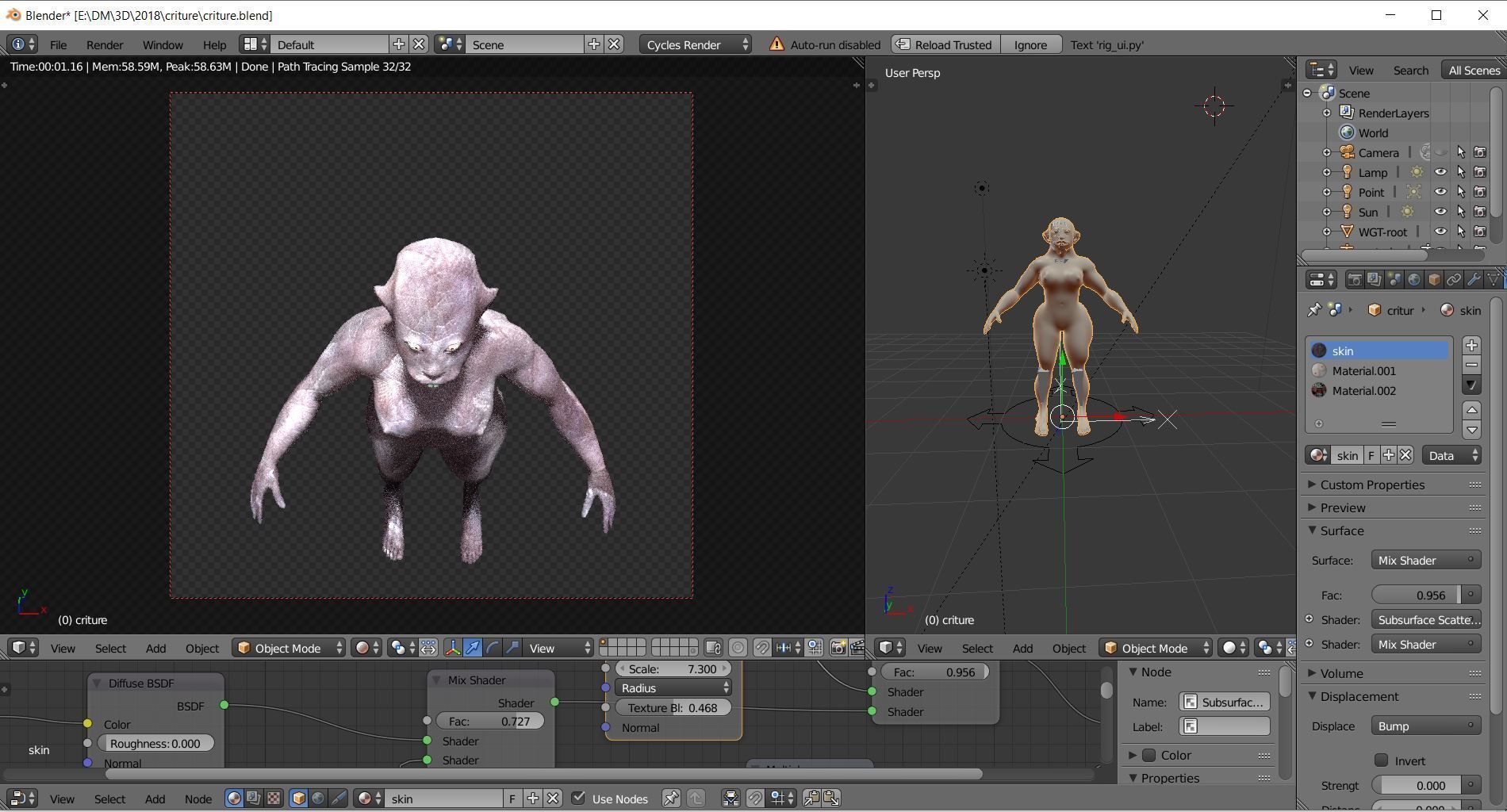 Spooky Criture rigged with different versions Low-poly 3D model_10