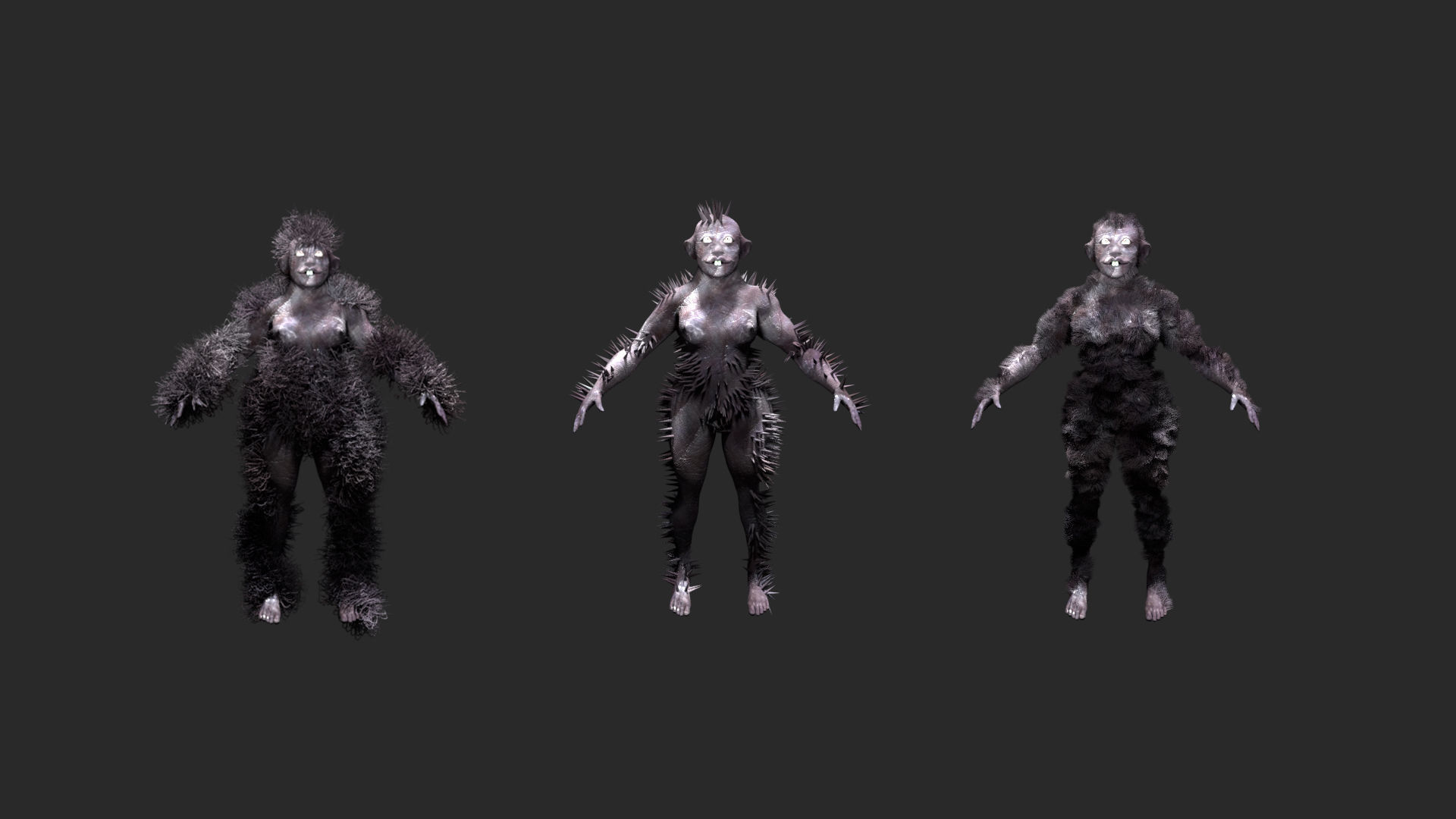 Spooky Criture rigged with different versions Low-poly 3D model_5