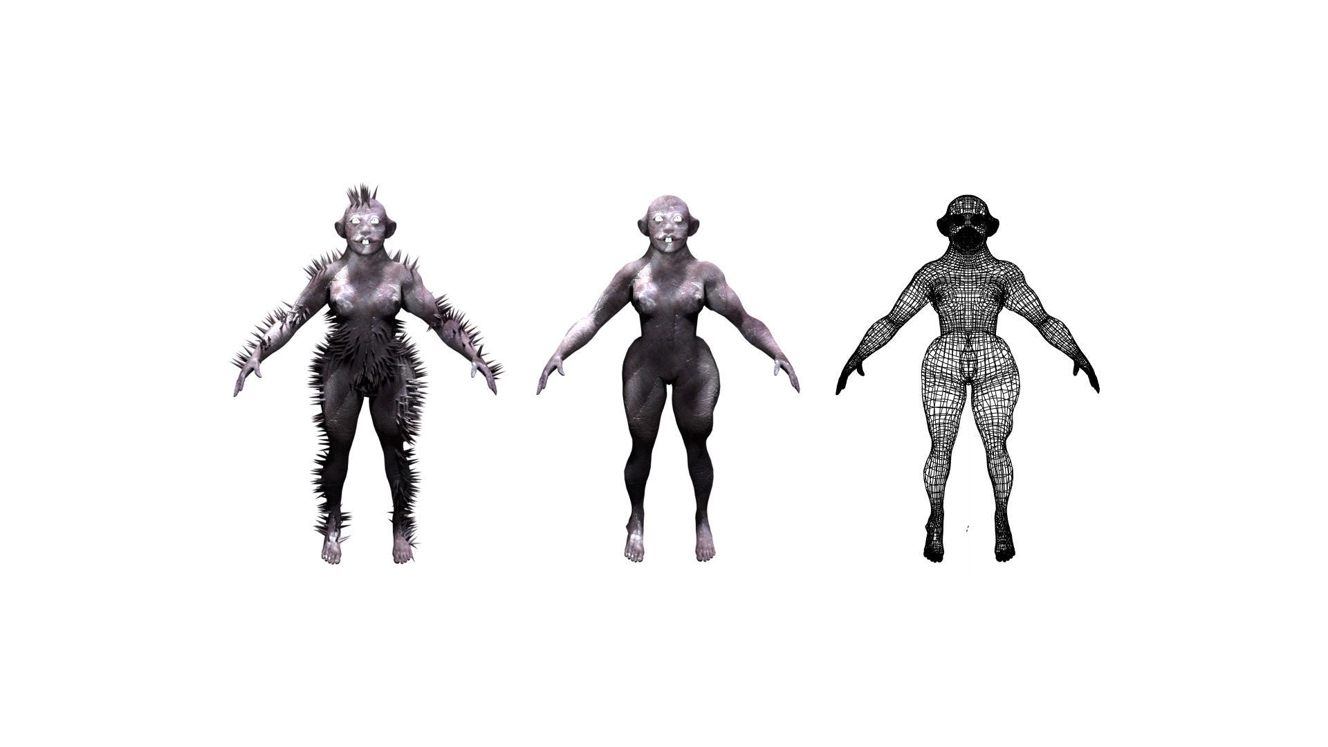 Spooky Criture rigged with different versions Low-poly 3D model_4