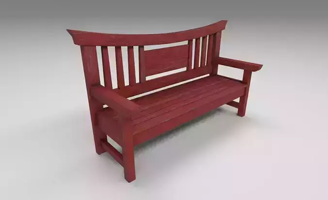 Asian wooden bench