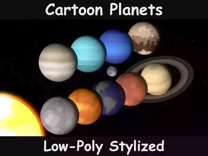 Planets Cartoon Low-poly 3D model