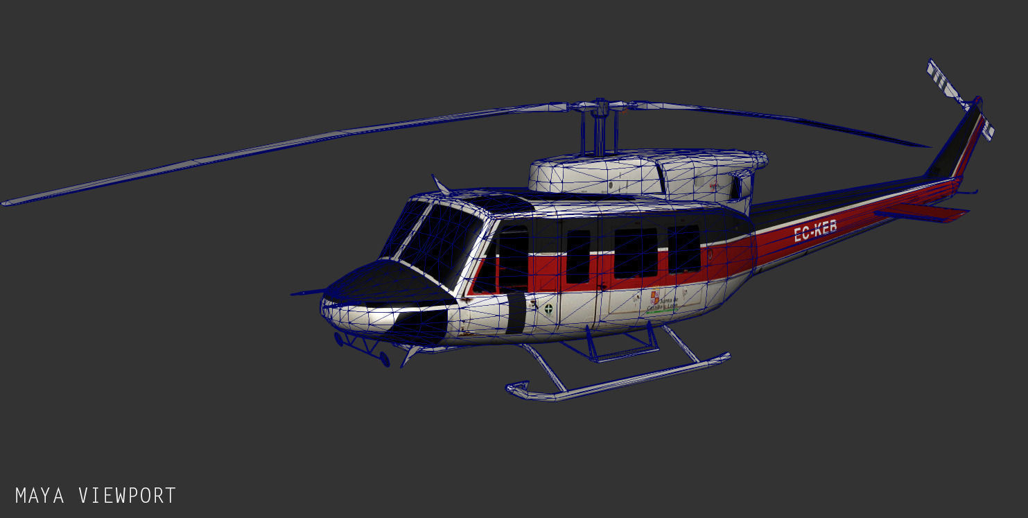 Bell 212 BAMBI Low-poly 3D model_4